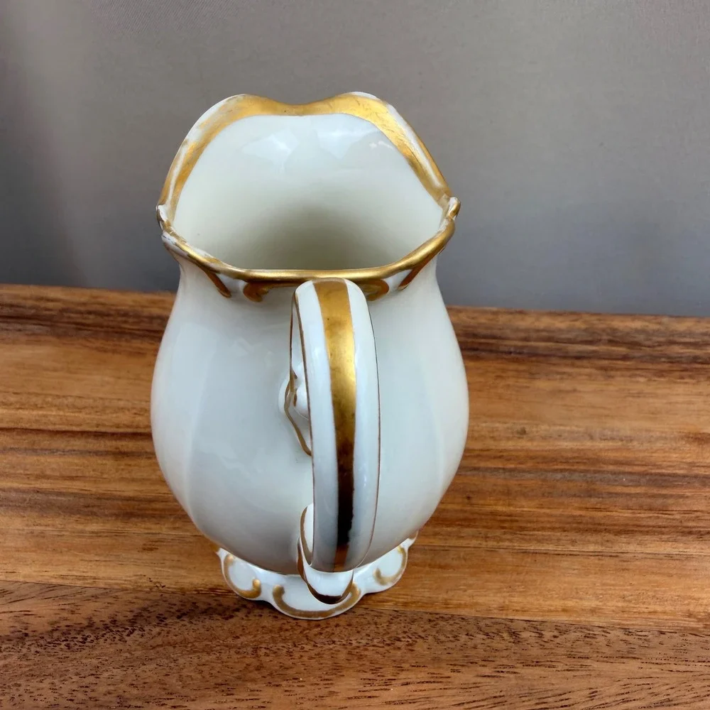 Johann Haviland Antoinette Creamer & Sugar Bowl Set Vintage Gold Trim Bavaria